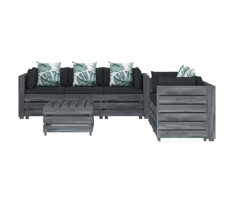 vidaXL Poilsio komplektas i&scaron; palečių su pagalvėmis, 6 dalių, mediena