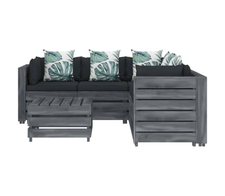 vidaXL Poilsio komplektas i&scaron; palečių su pagalvėmis, 6 dalių, mediena