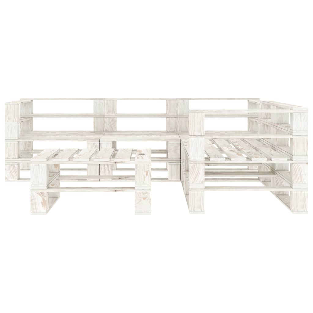 vidaXL Set Salotto da Giardino 6 pz Pallet in Legno Bianco