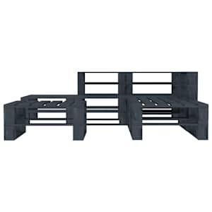 vidaXL Sodo baldų komplektas i&scaron; palečių, 6 dalių, pilkas, mediena