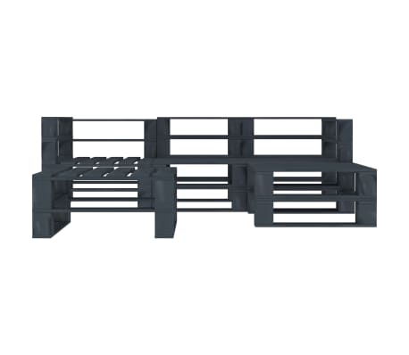 vidaXL Sodo baldų komplektas i&scaron; palečių, 5 dalių, pilkas, mediena