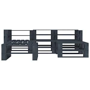 vidaXL Sodo baldų komplektas i&scaron; palečių, 5 dalių, pilkas, mediena