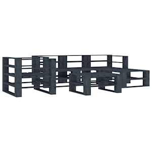 vidaXL Sodo baldų komplektas i&scaron; palečių, 6 dalių, pilkas, mediena