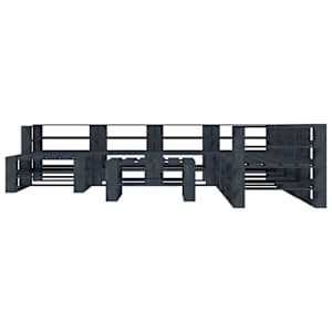 vidaXL Sodo poilsio komplektas i&scaron; palečių, 9 dalių, pilkas, mediena