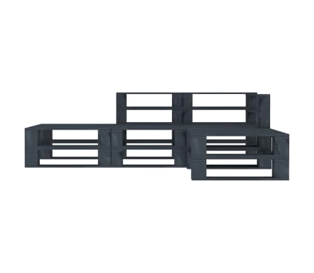 vidaXL Sodo baldų komplektas i&scaron; palečių, 4 dalių, pilkas, mediena