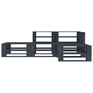 vidaXL Sodo baldų komplektas i&scaron; palečių, 4 dalių, pilkas, mediena