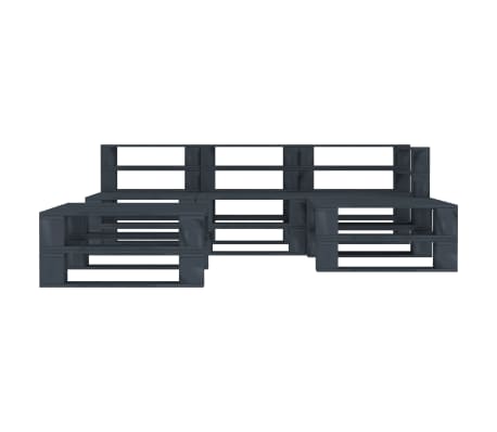 vidaXL Sodo baldų komplektas i&scaron; palečių, 5 dalių, pilkas, mediena