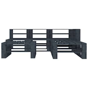 vidaXL Sodo baldų komplektas i&scaron; palečių, 6 dalių, pilkas, mediena