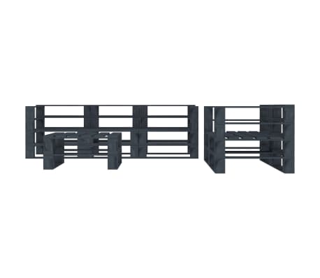 vidaXL Sodo baldų komplektas i&scaron; palečių, 6 dalių, pilkas, mediena