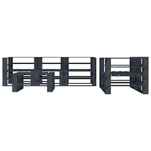 vidaXL Sodo baldų komplektas i&scaron; palečių, 6 dalių, pilkas, mediena