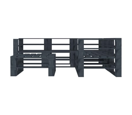 vidaXL Sodo poilsio komplektas i&scaron; palečių, 6 dalių, pilkas, mediena