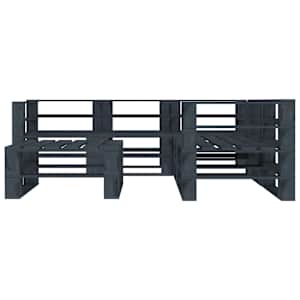 vidaXL Sodo poilsio komplektas i&scaron; palečių, 6 dalių, pilkas, mediena