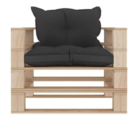 Vidaxl Garten Palettensofa Mit Schwarzen Kissen Holz Vidaxl De