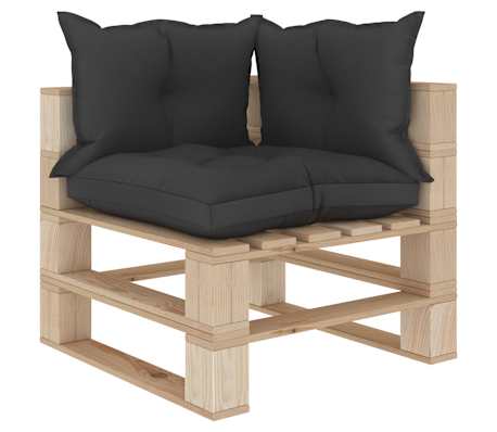 Vidaxl Garten Paletten Ecksofa Mit Schwarzem Kissen Holz Vidaxl De