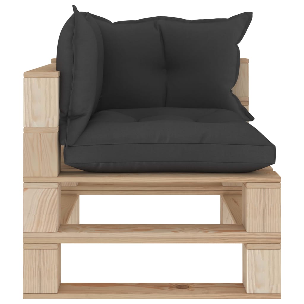 

vidaXL Tuinhoekbank met zwarte kussens pallet hout