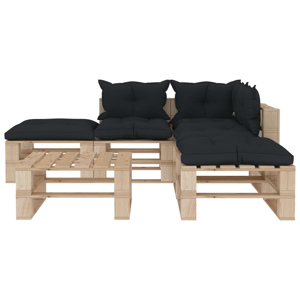 

vidaXL 6-delige Loungeset met antracietkleurige kussens pallet hout