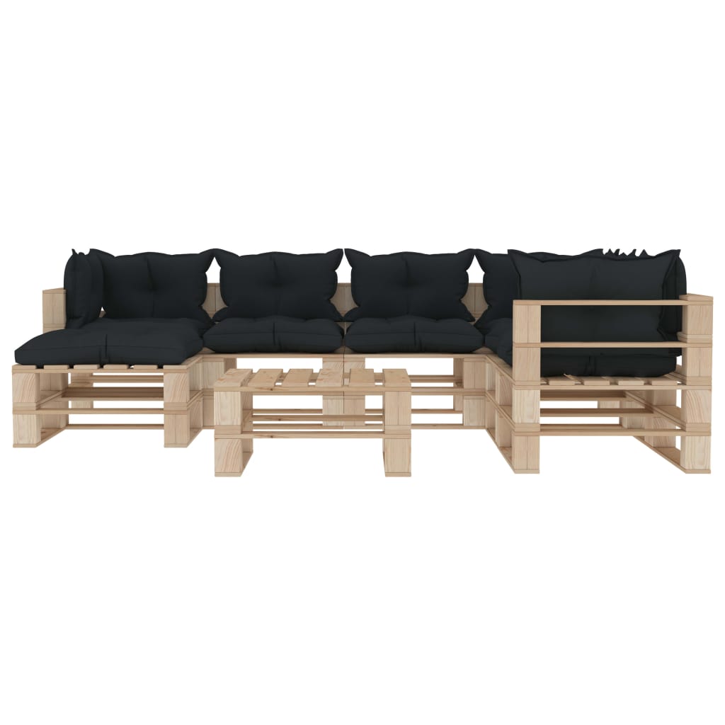 

vidaXL 8-delige Loungeset met antracietkleurige kussens pallet hout