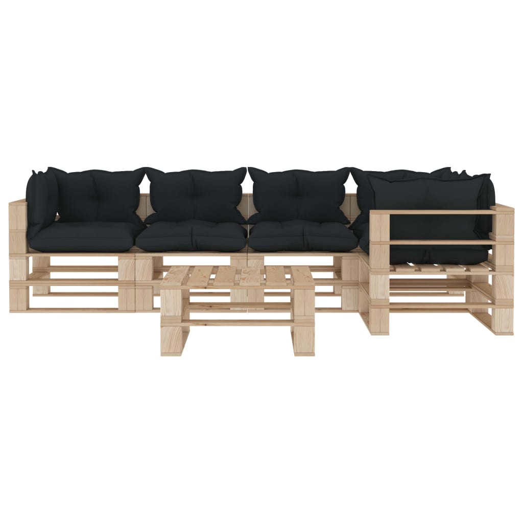 Set mobilier grădină din paleți, perne antracit, 6 piese, lemn