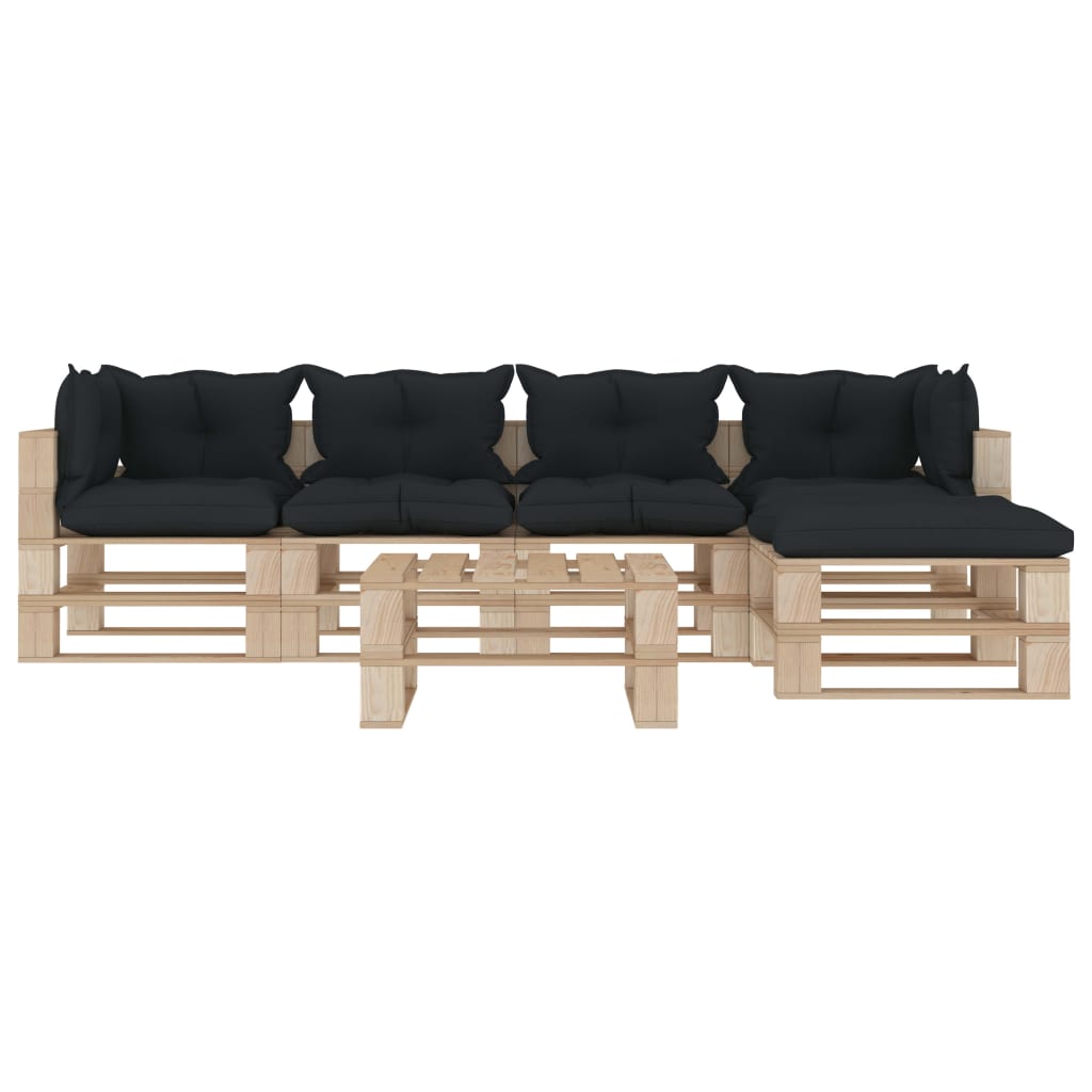 

vidaXL 6-delige Loungeset met antracietkleurige kussens pallet hout