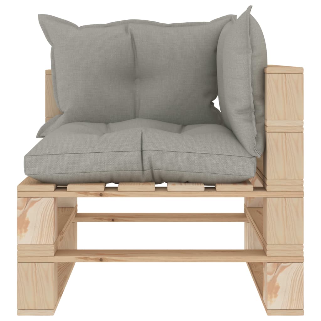 

vidaXL Tuinhoekbank met taupe kussens pallet hout