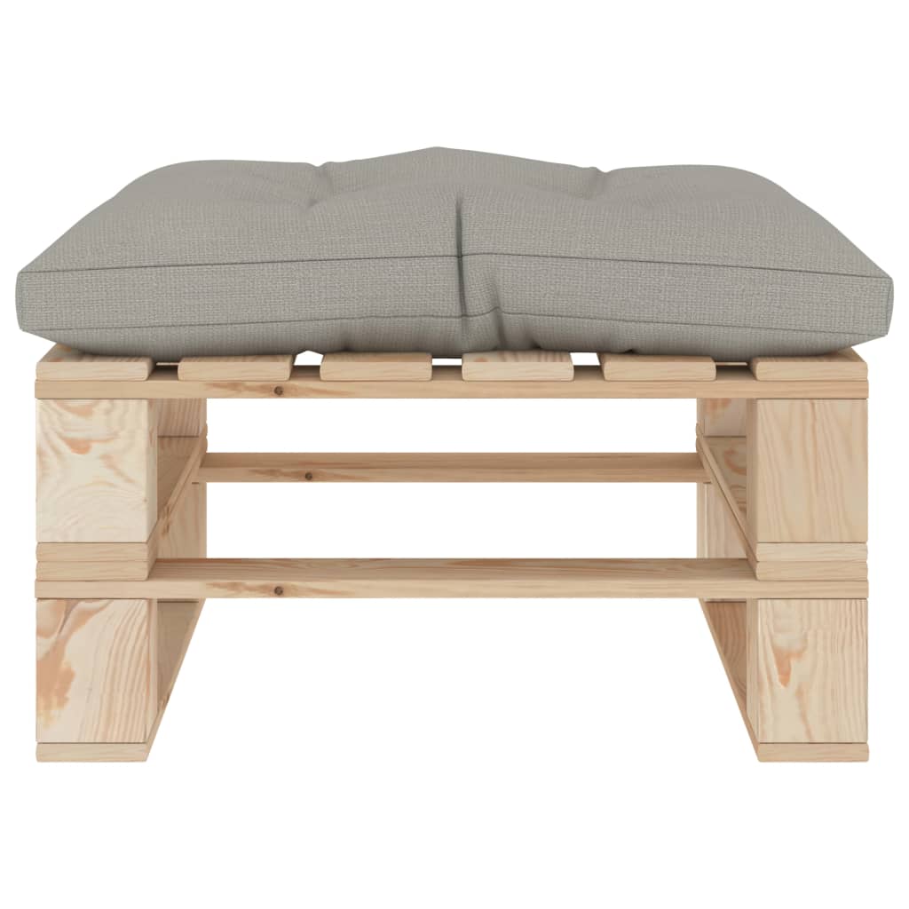 vidaXL Repose-pied palette de jardin avec coussin taupe bois