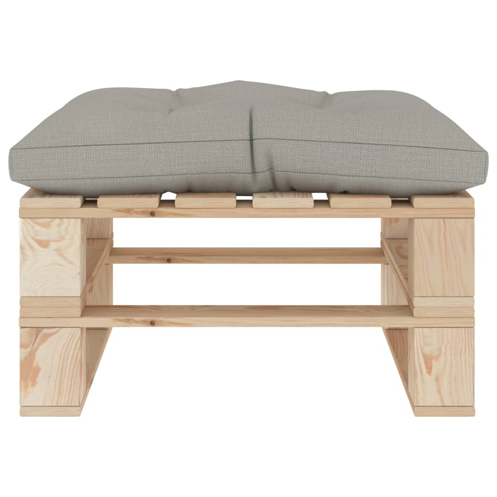 

vidaXL Tuinpoef met taupe kussen pallet hout