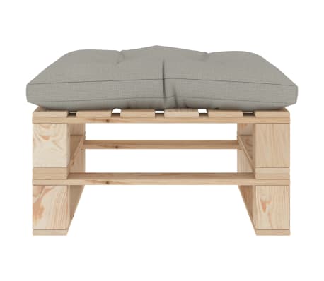 vidaXL Repose-pied palette de jardin avec coussin taupe bois