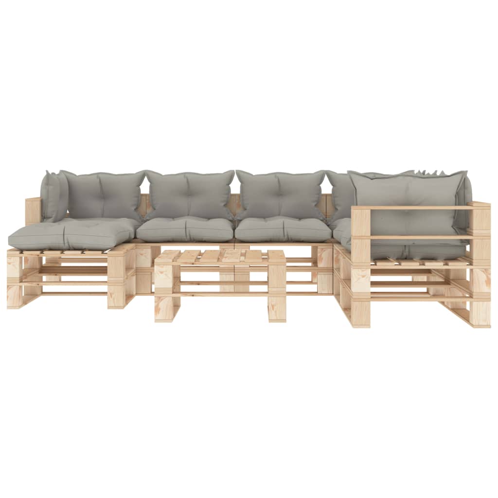 

vidaXL 8-delige Loungeset met taupe kussens pallet hout
