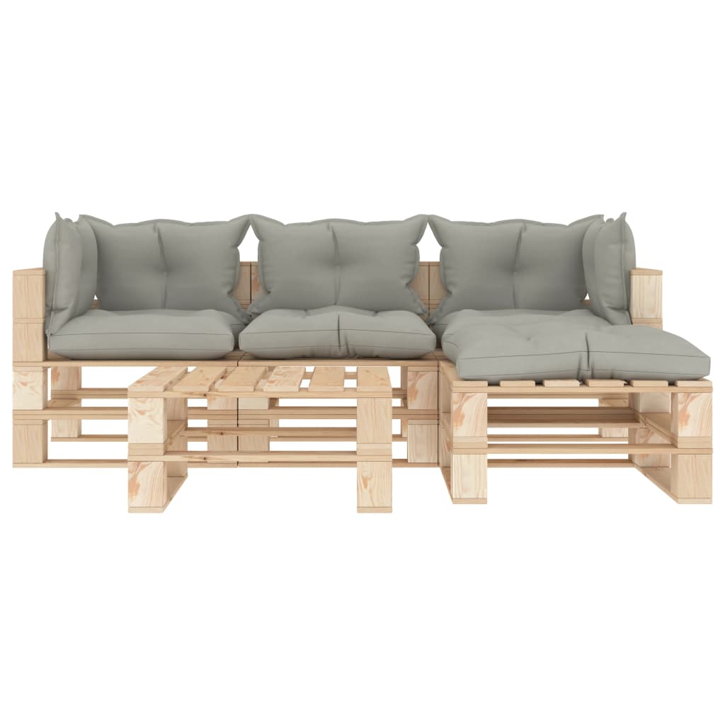 

vidaXL 5-delige Loungeset met taupe kussens pallet hout