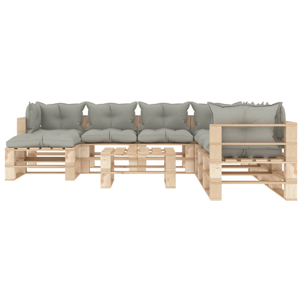 

vidaXL 9-delige Loungeset met taupe kussens pallet hout