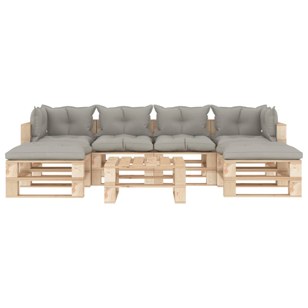 

vidaXL 7-delige Loungeset met taupe kussens pallet hout