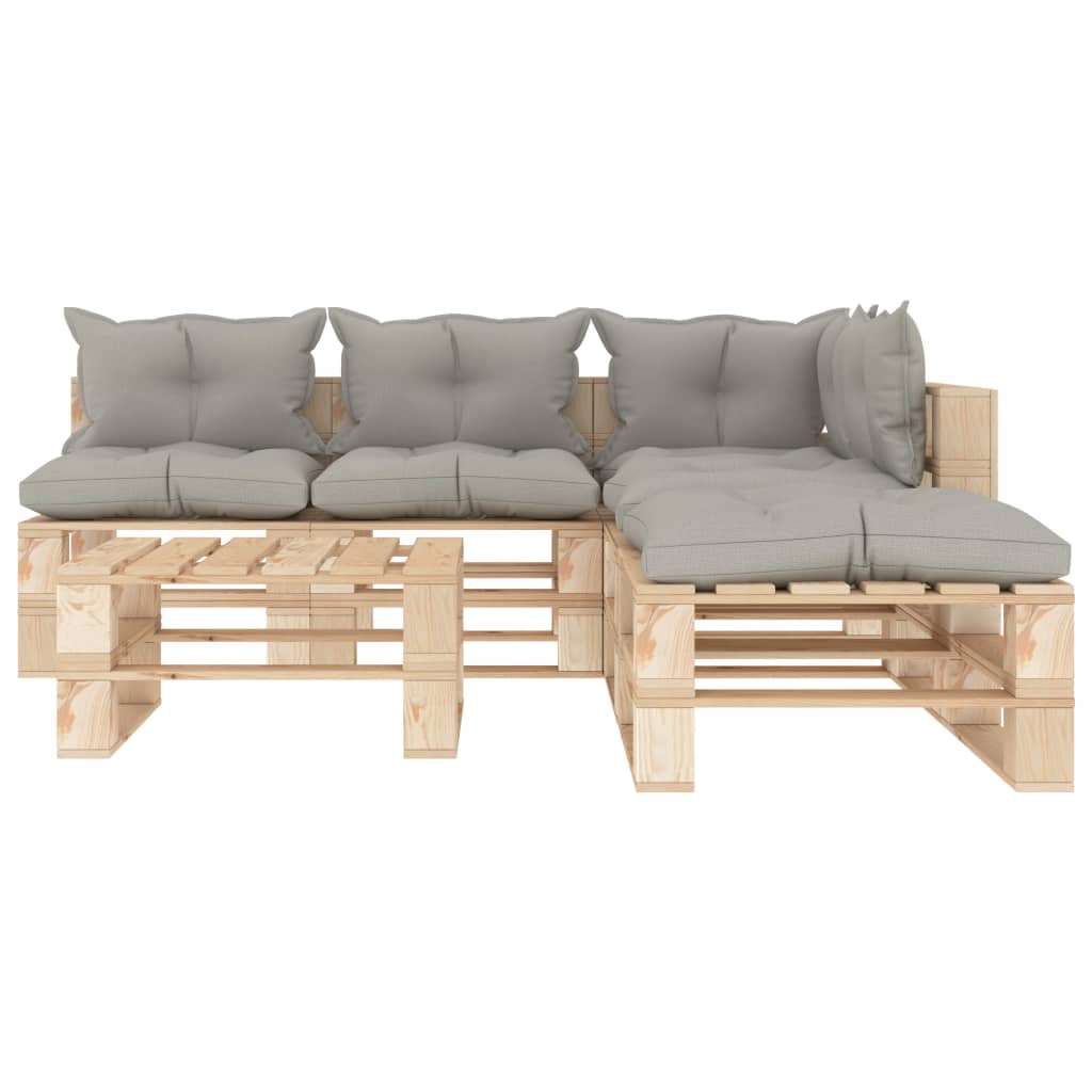 

vidaXL 6-delige Loungeset met taupe kussens pallet hout