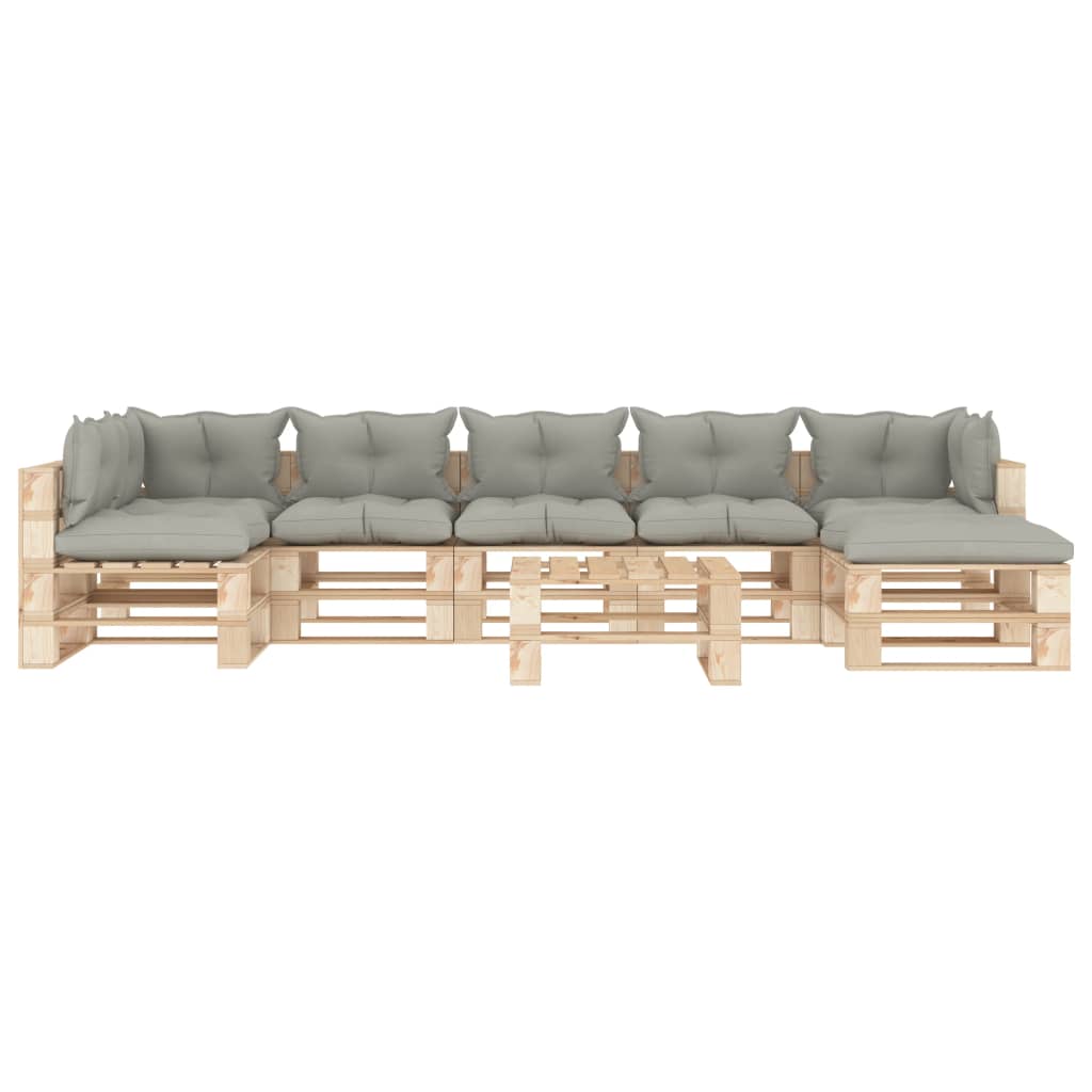 

vidaXL 8-delige Loungeset met taupe kussens pallet hout