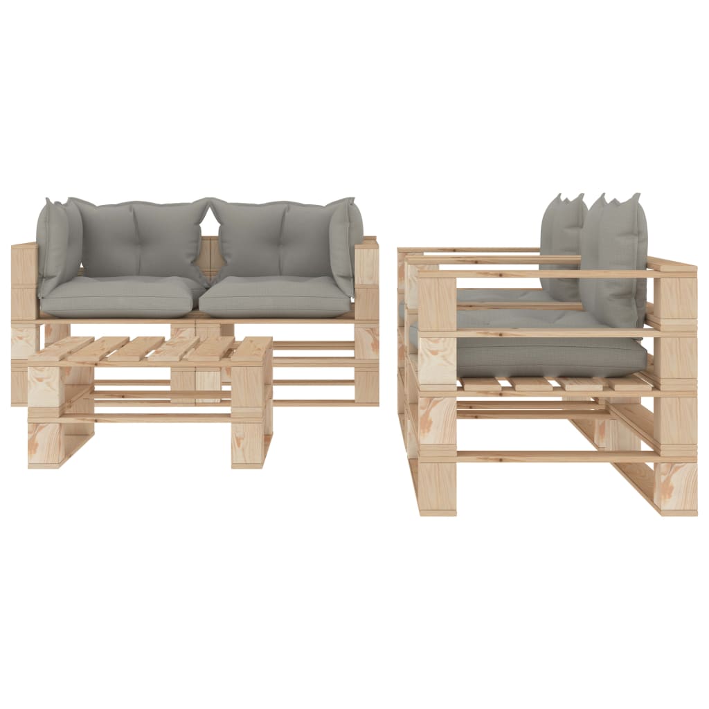 

vidaXL 5-delige Loungeset met taupe kussens pallet hout