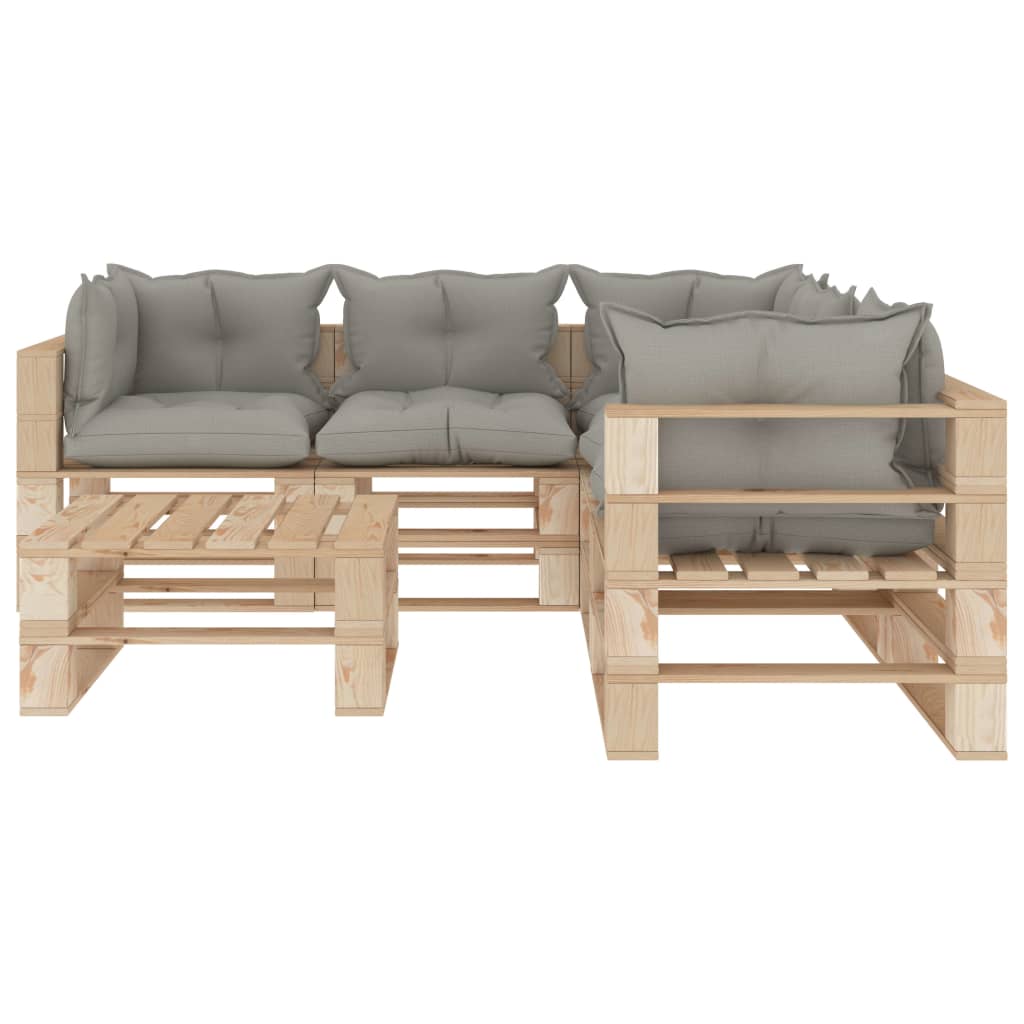 

vidaXL 6-delige Loungeset met taupe kussens pallet hout