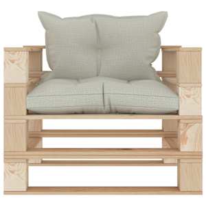 vidaXL Garden Pallet Sofa with Beige Cushions Wood
