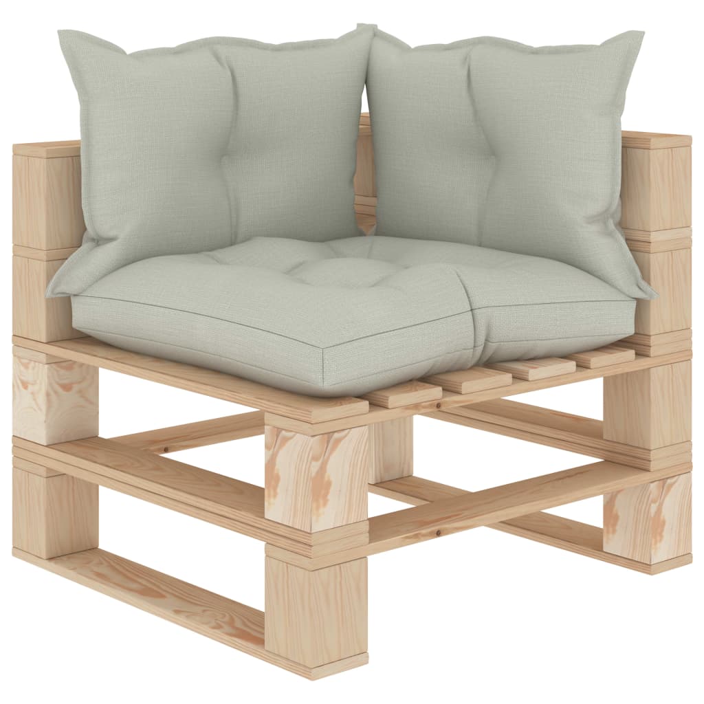 

vidaXL Tuinhoekbank met beige kussens pallet hout