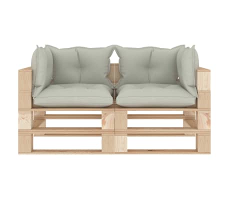 vidaXL Tuinbank 2-zits met beige kussens pallet hout