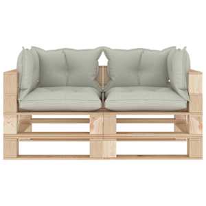 vidaXL Tuinbank 2-zits met beige kussens pallet hout