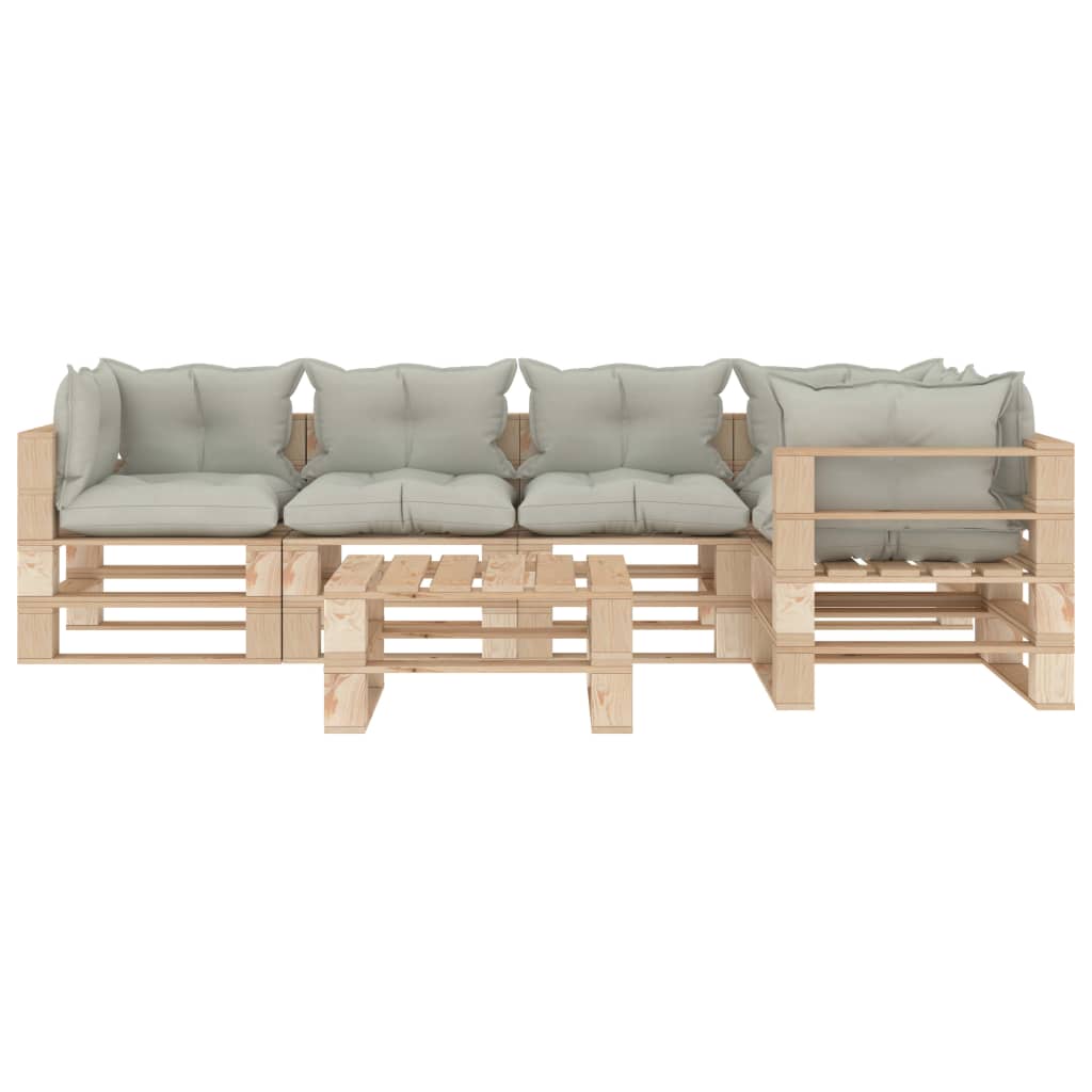 

vidaXL 6-delige Loungeset met beige kussens pallet hout