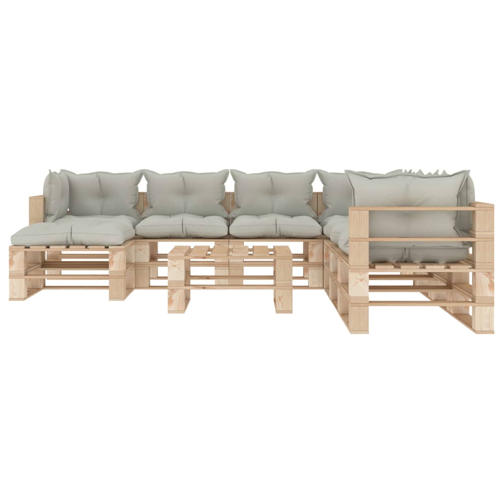 

vidaXL 9-delige Loungeset met beige kussens pallet hout