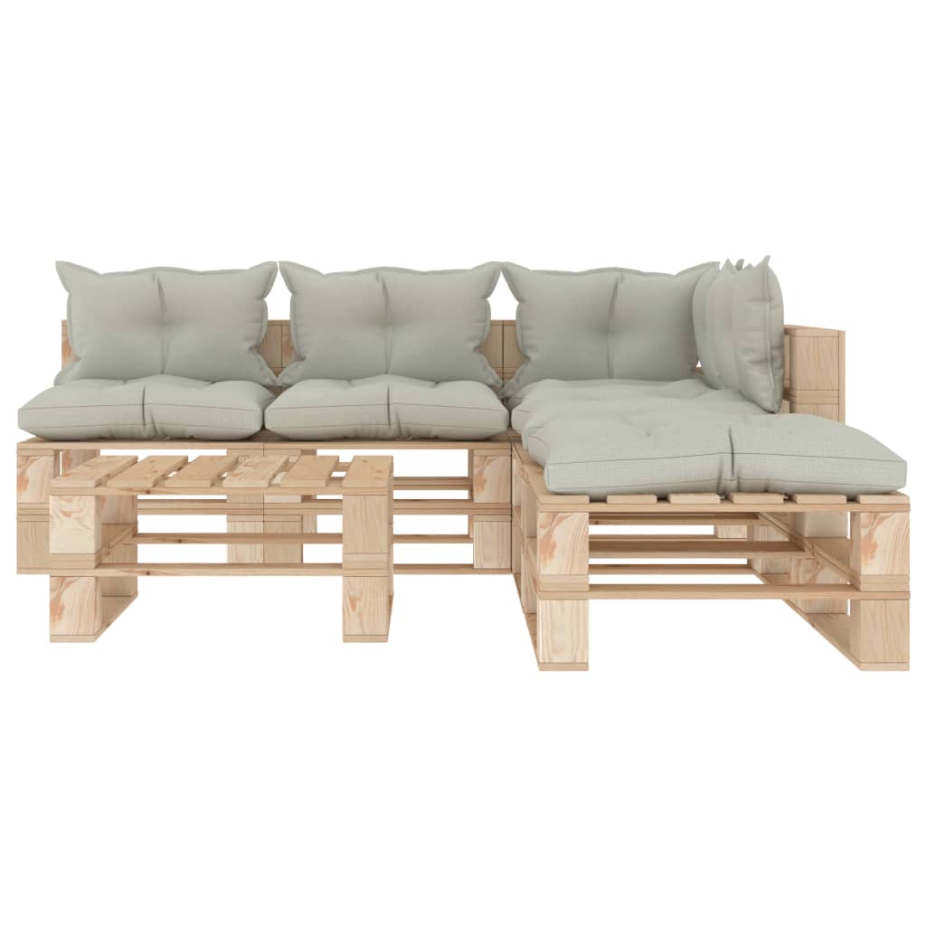 

vidaXL 6-delige Loungeset met beige kussens pallet hout