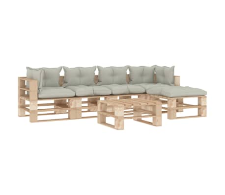 Vidaxl 6 Tlg Garten Lounge Set Paletten Mit Beigen Kissen Holz Vidaxl De