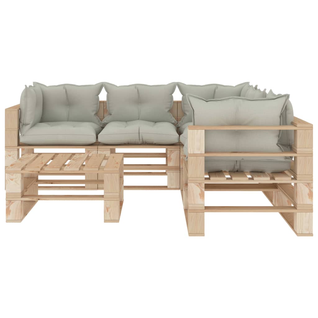 

vidaXL 6-delige Loungeset met beige kussens pallet hout