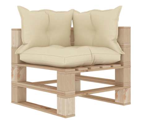 Vidaxl Garten Paletten Ecksofa Mit Creme Kissen Holz Vidaxl De