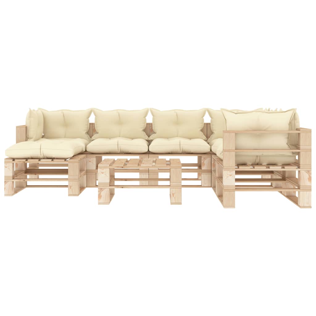 

vidaXL 8-delige Loungeset met crèmekleurige kussens pallet hout