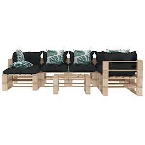 vidaXL Poilsio komplektas i&scaron; palečių su pagalvėmis, 8 dalių, mediena