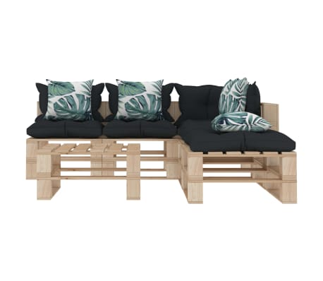 vidaXL Poilsio komplektas i&scaron; palečių su pagalvėmis, 6 dalių, mediena