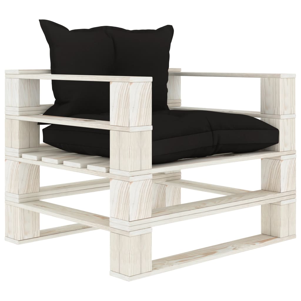 vidaXL Garten-Palettensofa mit Kissen in Schwarz Holz