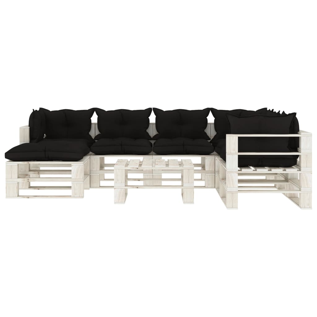 

vidaXL 8-delige Loungeset met zwarte kussens pallet hout